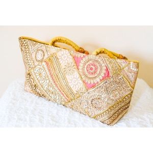✨NWOT Embroidered Luxury Boho Indian Bollywood Patchwork Purse Silk Brocade⚡️